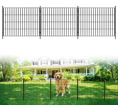 Produktbild von Dekorativer Gartenzaun aus Metall - 10 Elemente 61x74 cm - ohne Graben Tierbarriere - rostbeständiges Eisen - für Beete Hof Terrasse