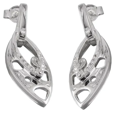 Produktbild von Paar Ohrringe Ohrhänger 30x12mm mit Zirkonia 925 Silber spitzoval Ohrschmuck