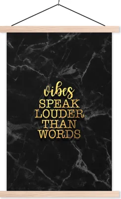 Produktbild von MuchoWow® Textilposter Zitate - Sprichwörter - Gold - Marmor 60x90 cm mit holzfarbenen Rahmen - Textil