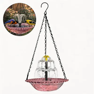 Produktbild von Solarbetriebener hängender Vogelbad-Brunnen, 3-stufig, mit Solarpumpe , großer Kolibri-Brunnen, für Garten, Terrasse, Rasen, Hinterhof