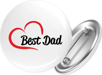 Produktbild von Huuraa Button Best Dad Heart 25mm rund mit Sicherheitsnadel Ansteckbutton Geschenkidee