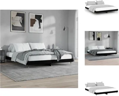 Immagine prodotto di vidaXL Struttura letto nera 200x200 cm in legno - Letti e strutture letto