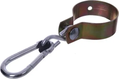 Produktbild von NAJDER Manschettenhaken Ø 120 mm Karabinerhaken 10 mm und Klemme mm Schwenkhaken Schaukelhaken Haken Gelb verzinkt Rundklemme Schaukelbefestigung (Ø120)