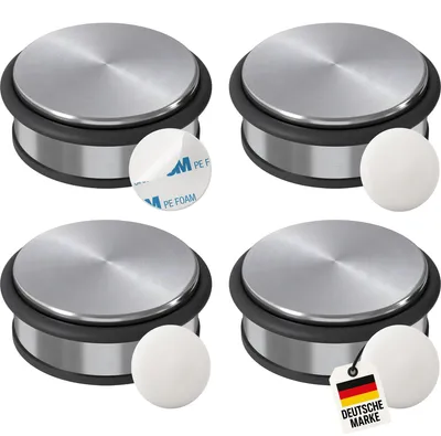 Produktbild von Set aus 4 Türstoppern aus Edelstahl + 4 Wandstoppern für Boden und Wand – moderner Türstopper, Schutz für Tür, Wand und Türgriff, robust und langlebig.