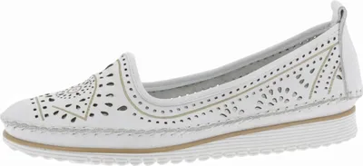 Produktbild von Andrea Conti Damen Slipper Leder florale Cutouts Keilabsatz mit Streifen 0021712, Größe:40 EU, Farbe:Weiß
