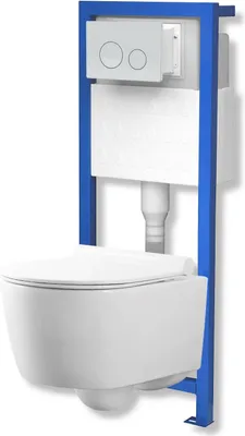 Produktbild von Domino Lavita Vorwandelement inkl. Drückerplatte + Wand WC GIANT ohne Spülrand + WC-Sitz mit Soft-Close-Absenkautomatik (Drückerplatte OW)