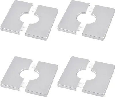 Produktbild von Rohrwandabdeckungen, 4 Stück, quadratische Rosettenplatten aus ABS-Kunststoff, selbstklebende Rohrblechabdeckungen – dekorative Duschrohrabdeckungen – 28 mm Durchmesser (Silber)