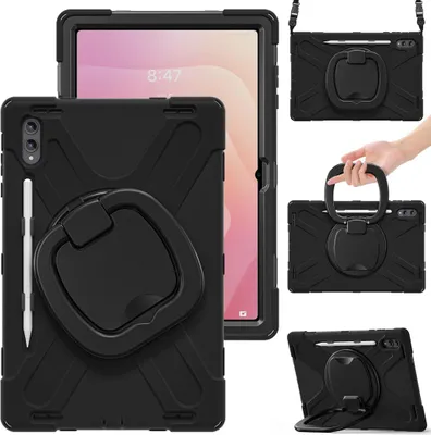 Image de Housse hybride pour Samsung Galaxy Tab S11 Ultra 360° Support & sangle Noir