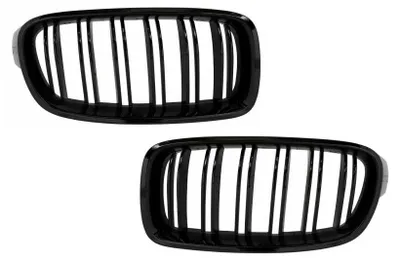 Image de Calandre centrale pour BMW Série 3 F30 F31, double barre, style M, noir brillant.