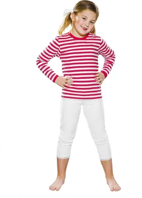 Produktbild von Ringelshirt rot-weiß Clown Karnevalskostüm Kinder Kindergröße: 140