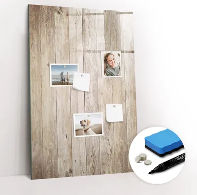 Produktbild von Magnetische Wandtafel - Schwarzer Marker + Schwamm + Magnete - 60 x 90 cm - Holztafeln