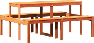 Produktbild von vidaXL Picknicktisch Wachsbraun 160x134x75 cm Massivholz Kiefer