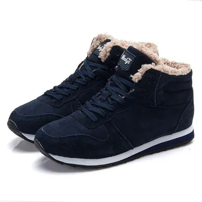 Produktbild von ASKSA Warme Gefütterte Winterschuhe Herren Damen Winterstiefel Wasserdicht Trekkingschuhe, Blau, Größe: 45