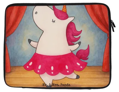 Produktbild von Mr. & Mrs. Panda Hülle Laptop Einhorn Ballerina Design 33 x 42 cm - Weiß - Geschenk, Lebensfreude, Unicorn, Laptoptasche, Feiern, Case, Tanzen, Tasche, Laptophülle