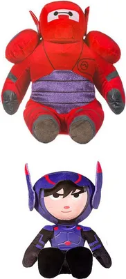 Two plush toys, one red and one blue, are shown sitting against a white background.