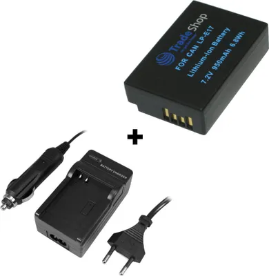 Produktbild von 2in1 Set: Hochleistungs Li-Ion Akku ersetzt Canon LP-E17, 9967B001, 9967B002 + Ladegerät Ladestation für Canon EOS 200D 750D 760D 77D 8000D 800D