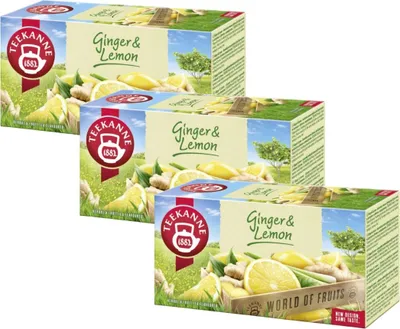 Produktbild von Teekanne Ingwer Zitrone Tee 3x 20 Teebeutel - Kräutertee Früchtetee Mischung