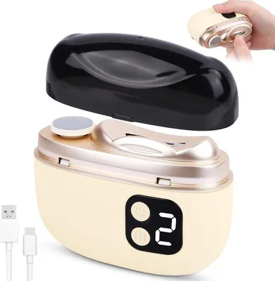 Productafbeelding van Elektrische nagelknipper, nageltrimmer nagelpolijster 2-in-1, automatische nageltrimmer met LED-licht & 3