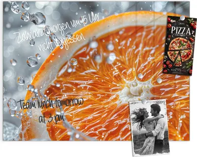 Produktbild von Magnettafel 120x90cm Pinnwand Whiteboard beschreibbar - Orangenscheibe Spritz