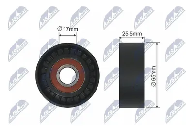 Produktbild von NTY RNK-CT-012 Spannrolle Keilrippenriemen 65mm passend für PEUGEOT 206 Schrägheck (2A/C) 206 CC (2D) 307 CC (3B) 307 (3A/C) 407 SW (6E)