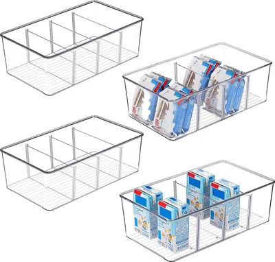 Produktbild von 4er Kühlschrank Organizer mit 4 Fächern, BPA-Freie Küche Stapelbarer Lebensmittel aufbewahrungsbox für Teebeutel,Snacks,Gewürze