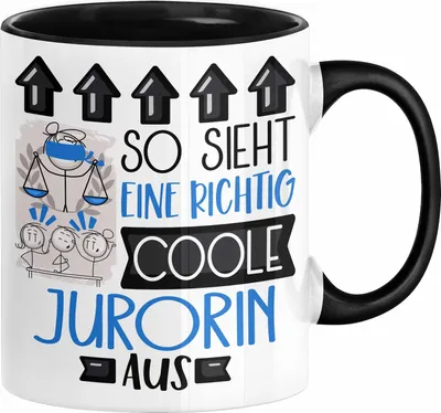 Produktbild von Jurorin Geschenk Tasse Geschenkidee für Jurorin Geburtstag Weihnachten Spruch So Sieht Eine Richtig Coole Jurorin Aus Kaffee-Becher  (Schwarz)