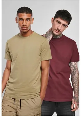 Obrázek produktu pro Pánské tričko Urban Classics Basic Tee 2-Pack khaki+redwine - S
