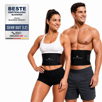 Produktbild von BLACKROX Trimm Your Waist Fitnessgürtel Vergleichssieger Damen & Herren,Schwitzgürtel zur Fettverbrennung, Premium Fitness Gürtel, Schwarz, Gr. S
