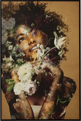 Produktbild von Leinwandbild Frau mit Blume - Holzrahmen 123x83cm