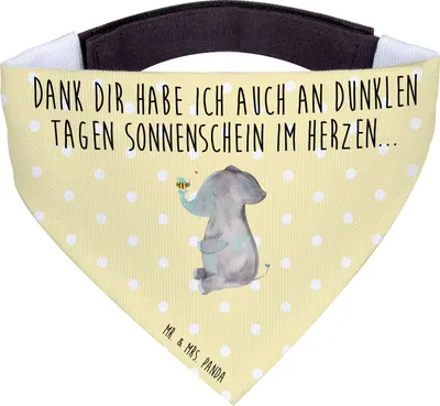 Produktbild von Mr. & Mrs. Panda Hunde-Halstuch Elefant Biene - Gelb Pastell - Geschenk, Lustige Sprüche, Hundetuch, Liebesspruch, Halstuch, Liebe, Schal für Hunde, Hochzeitsgeschenk