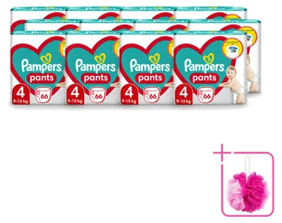 Obrázek produktu pro 12 kusů plenkových kalhotek Pampers, velikost 4, 9–14 kg – výhodný balení