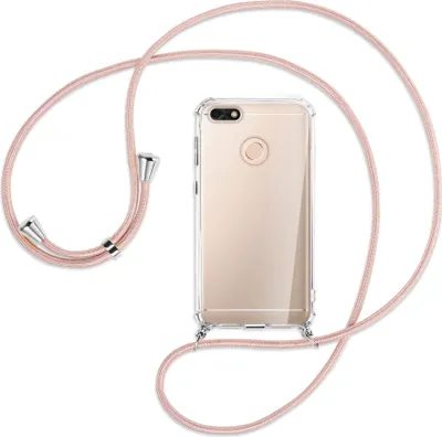 Produktbild von Handykette Backcover-Schutzhülle mit Band (Metall silberfarben) für Huawei P9 lite mini, Y6 Pro 2017 - roségold