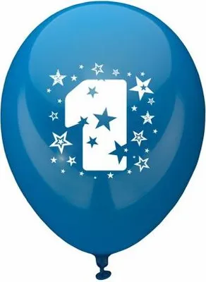 Produktbild von 6 Zahlenluftballons Ø 25 cm farbig sortiert "1"