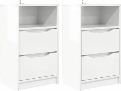 Imagen del producto de Mesas de noche 2 uds. Blanco Brillante 40 x 30 x 67 cm
