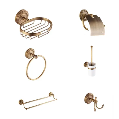 Produktbild von Retro Badezimmer Zubehör Set Messing PREMIUM DANAE