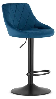 Image de Tabouret de bar KAST en velours bleu marine avec base noire