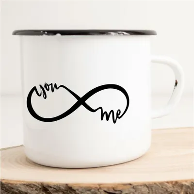 Produktbild von Huuraa Emaille Tasse You and me Geschenk Kaffeebecher Vintage 300ml You and me Präsent