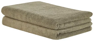 Produktbild von BELIANI Handtuch-Set Olivgrün Frottee Baumwolle 2-teilig Strandtuch 100 x 150 cm Modern Saugfähig Schnelltrocknend Ringgesponnen für Bad