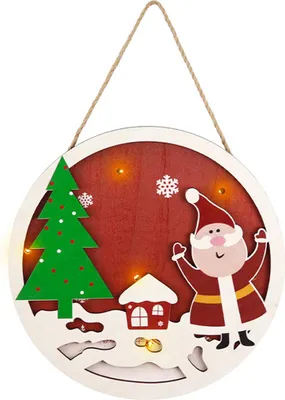 Produktbild von Weihnachts-Holzschild Mit LED-Beleuchtung 28 Cm, Weihnachtsbaum Elch Schneemann Schneeflocke, Für Tür Fenster Wand Deko