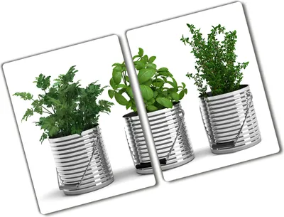 Produktbild von Tulup Glas Herdabdeckplatte - 2x40x52 cm - Glaskeramikkochfeld-Abdeckung Spritzschutz Glasabdeckplatte Kochplattenabdeckung und Schneidebrett - Zweiteilig - Essen & Getränke - Aromatische Pflanzen - Grün