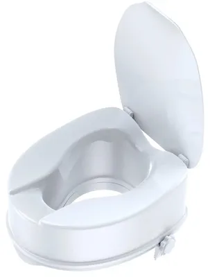 Image de Rehausseur de toilette avec couvercle - Modèle 008 - Antibactérien - Installation sans outil - Charge maximale : 180 kg - Adapté aux personnes âgées, aux patients en réadaptation et aux femmes enceintes