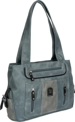 Produktbild von Damen Tasche Schultertasche Shopper Henkeltasche Handtasche Leder Optik HELLBLAU (15107)