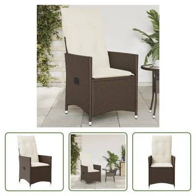 Produktbild von The Living Store Gartensessel Verstellbar mit Kissen Braun Poly Rattan