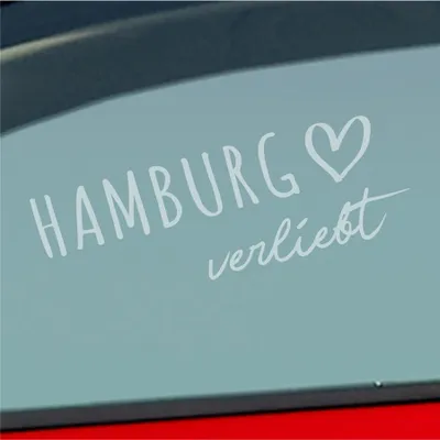 Produktbild von Auto Aufkleber Hamburg verliebt Herz Stadt Heimat Liebe Car 19x7 cm Milchglas Sticker Heckscheibenaufkleber