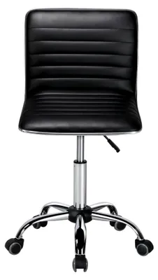 Produktbild von Bürostuhl ohne Armlehnen, Drehstuhl aus Kunstleder, ergonomischer Schreibtischstuhl, höhenverstellbar, Schwarz