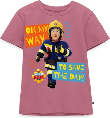 Produktbild von Spreadshirt Feuerwehrmann Sam™ On My Way To Save The Day Kinder Premium T-Shirt, 134/140 (8 Jahre), Mauve