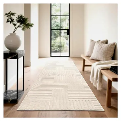 Produktbild von Läufer für Flur 80x300cm, waschbar und rutschfest, Teppichläufer für Eingang, Schlafzimmer, Wohnzimmer, Korridor, Beige
