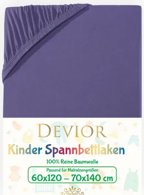 Produktbild von Devior Jersey Kinder Spannbettlaken 60x120 - 70x140 cm lila Bettlaken 100% Baumwolle bis 12cm Matratzenhöhe Gummizug