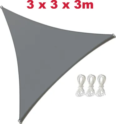 Trade-Shop Dreieckiges Sonnensegel 3x3m Anthrazit - UV-Schutz Wasserabweisend Mit Spannseilen