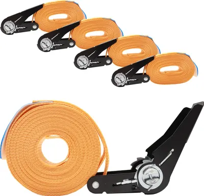 Produktbild von 4x Spanngurt mit Ratsche 6m einteilig 800kg 0,8t orange